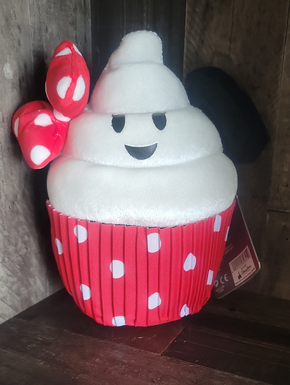 Disney Parks White & Red Polka Dot Cupcake Plush